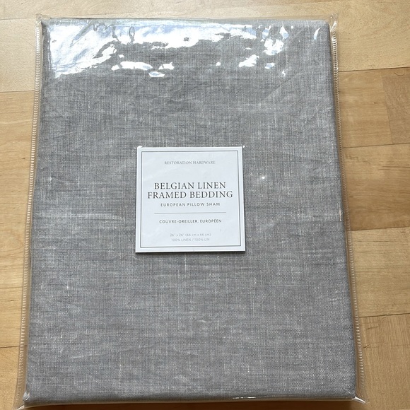 Bedding 1 New Restoration Hardware Belgian Linen Framed Bedding Gray